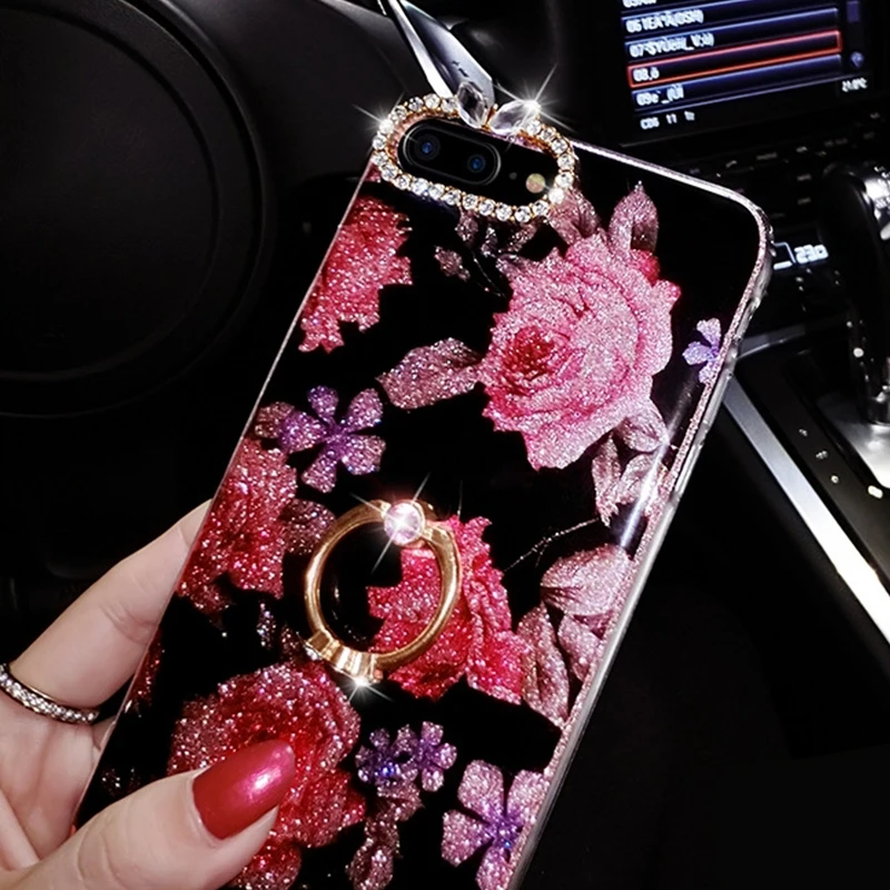 Модный чехол для телефона с кристаллами и бриллиантами Iphone 6/6 s/7/8/7 p/8 p/x цветочным