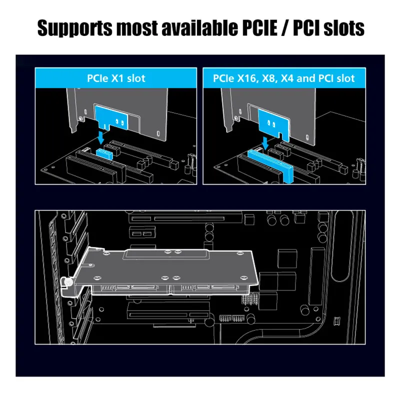 2,5-дюймовый жесткий диск кронштейн для рабочего стола, PCI-e слот для карт памяти жесткого диска HDD/SSD жесткий диск коробка Расширенная металлическая скоба SSD адаптеры для сим-карт