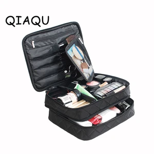 Дорожный Чехол для макияжа, портативный, регулируемый Органайзер, двойной разделитель, большая емкость, набор аксессуаров для кистей, сумка для макияжа
