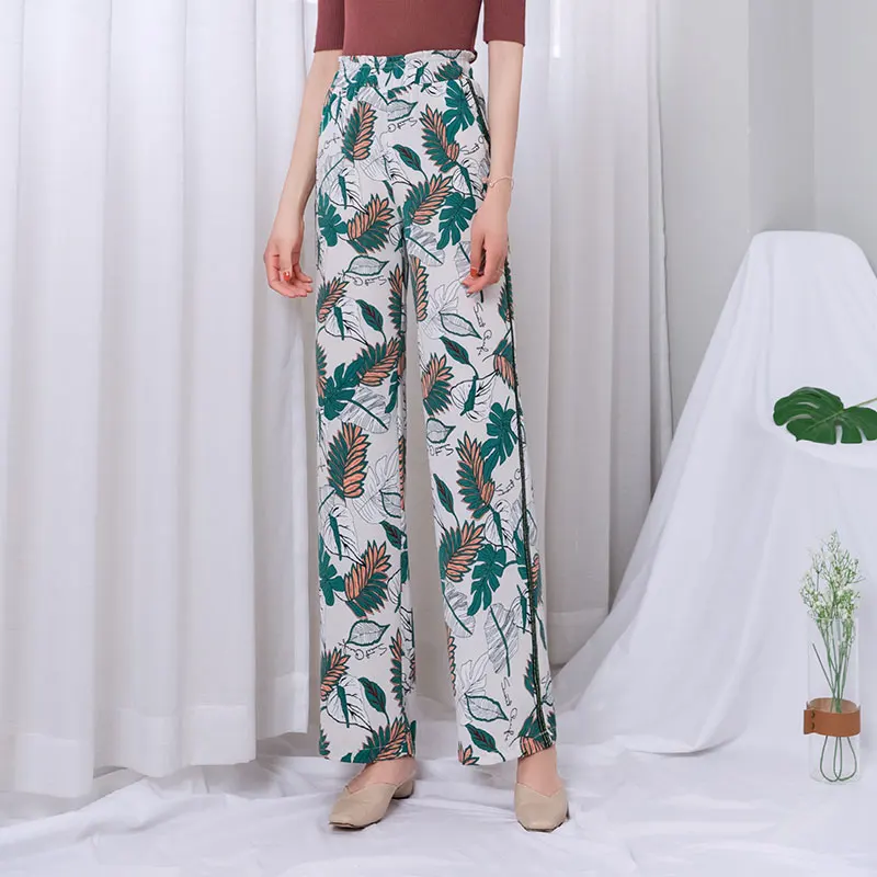 Шифоновые широкие брюки с принтом для женщин летние богемные цветочным и высокой