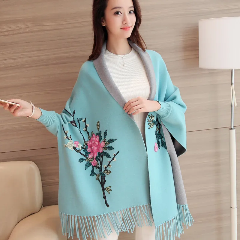 Женский Длинный свитер с рукавами летучая мышь облегающий тонкий кардиган вышивкой модель LM035 на зиму 2019| |