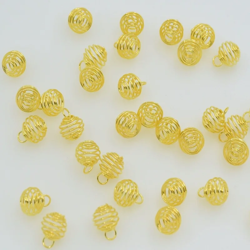 Golden Color 500 шт./лот спираль из бисера Клетки Подвески Выводы 8 мм диаметр Jewellery DIY Поиск - Цвет: Golden Color