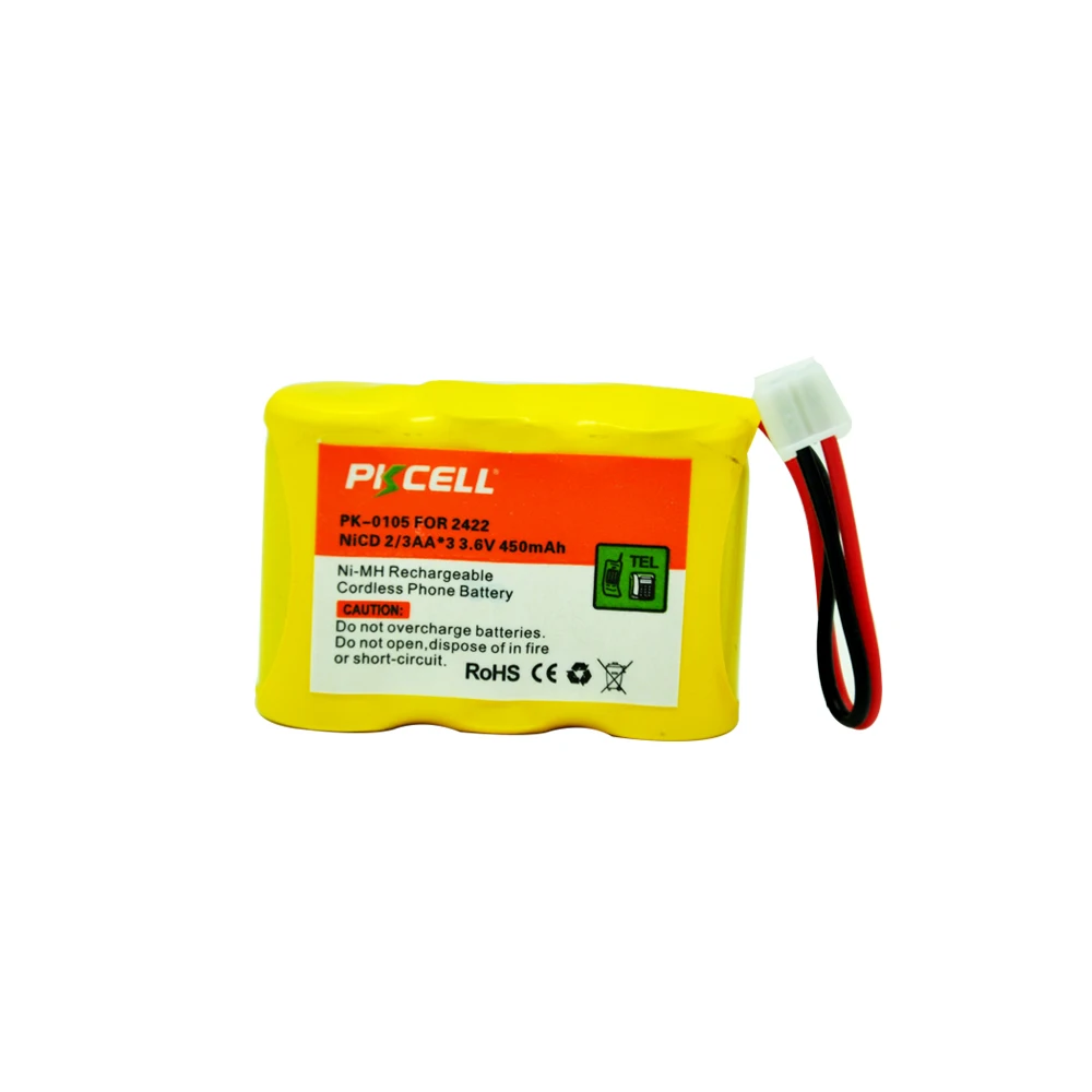 

1pcs Ni-Cd Battery Pack 2/3AA 450mAh 3.6V Cordless Phone Battery Replacement For ATT AT&T 2422 JST-HER-2P (PK-0105)