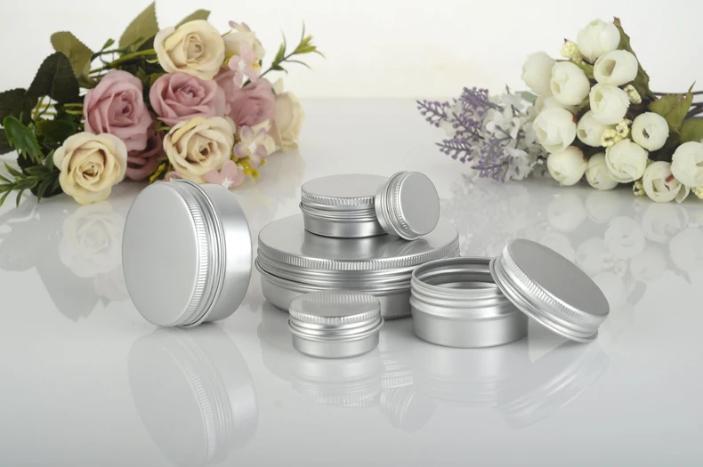 

20pcs/lot 5g 10g 15g 20g 30g 50g 60g 100g Aluminum Cream Jar Pot Nail Art Makeup Lip Gloss Empty Cosmetic Metal Tin Containers