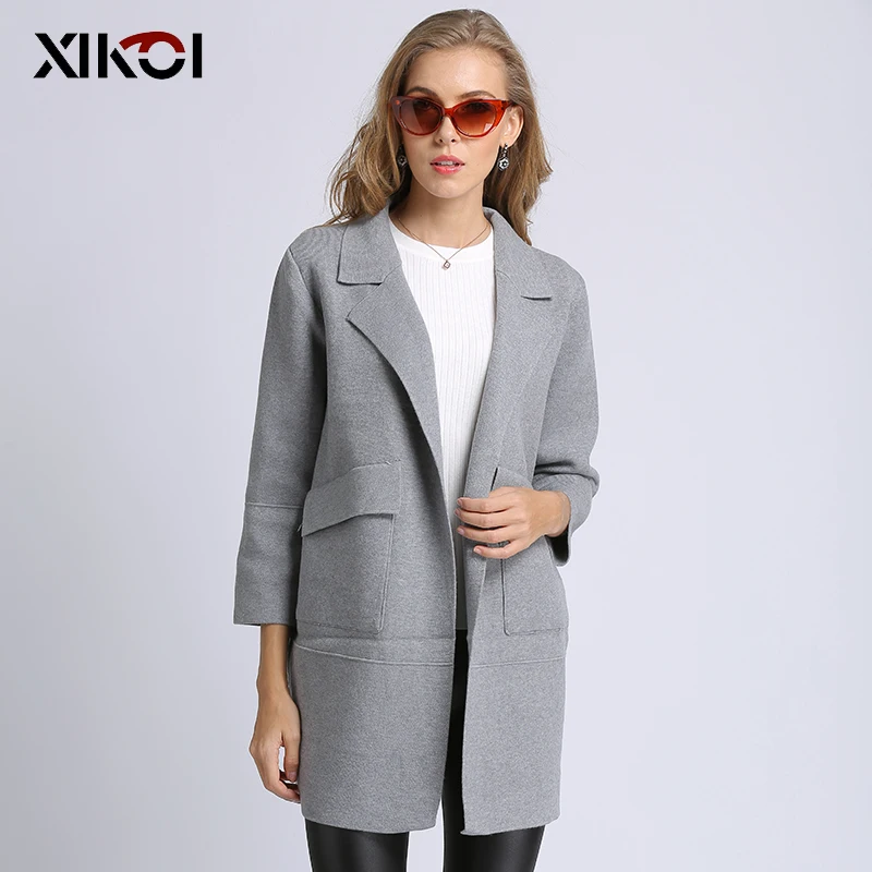 XIKOI 2018 Новая Осенняя Повседневная Женская куртка кардиган однотонные пальто