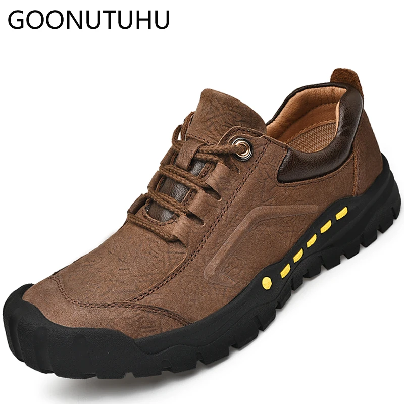 2019 new fashion men's shoes casual genuine leather cow lace up shoe man khaki brown black breathable comfortable for men | Обувь