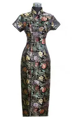 

1 шт./лот, летнее платье в стиле ретро, длинный рукав, Qipao, женское платье в стиле Тан, атласное длинное платье Ципао, плюс размер