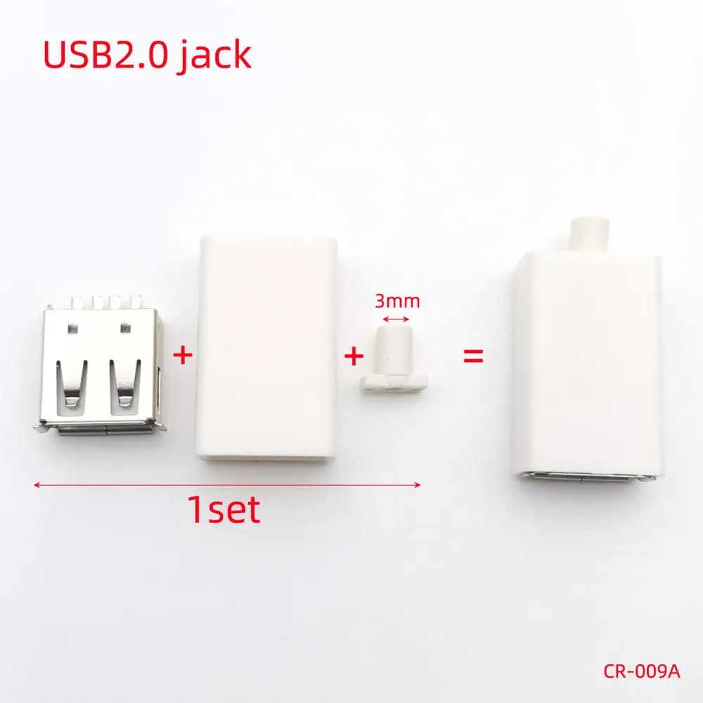 5-15 компл. Сварной проводной Соединитель с чехлом USB 2 0 разъем тип A 3 штекер 2A/5A