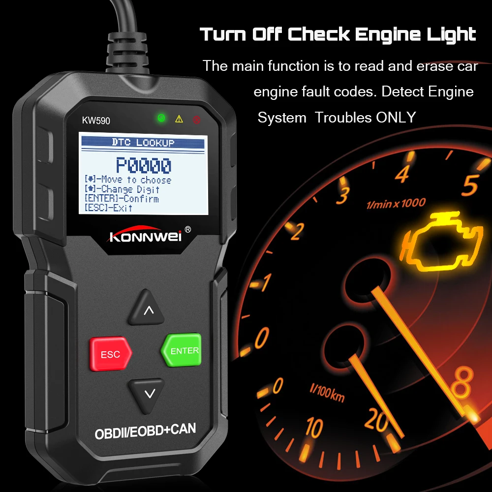 2019 OBD диагностический инструмент KONNWEI KW590 считыватель кодов автомобиля OBD2 сканер
