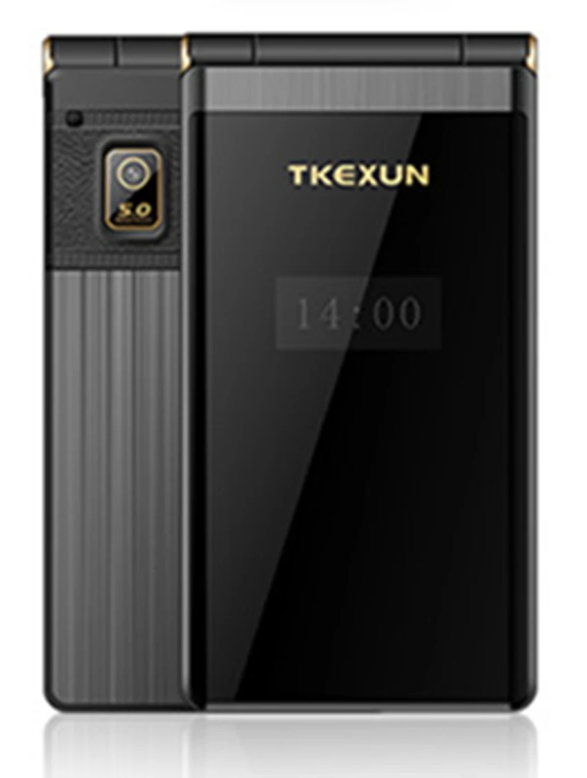 Black Недорогой двойной экран флип-телефон TKEXUN M2 3,0 дюймов сенсорный экран для пожилых мобильных телефонов Две sim-карты Роскошные мобильные телефоны для пожилых людей - Цвет: Black