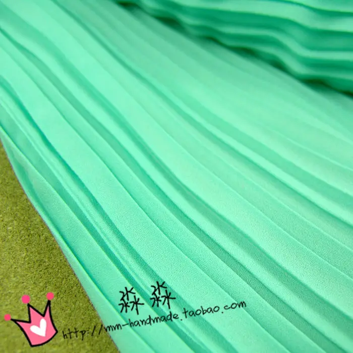 1psc New clothing cloth mint green pearl yarn Chiffon pleated organ crushed candy color big dress fabric(pleated 0.5m)