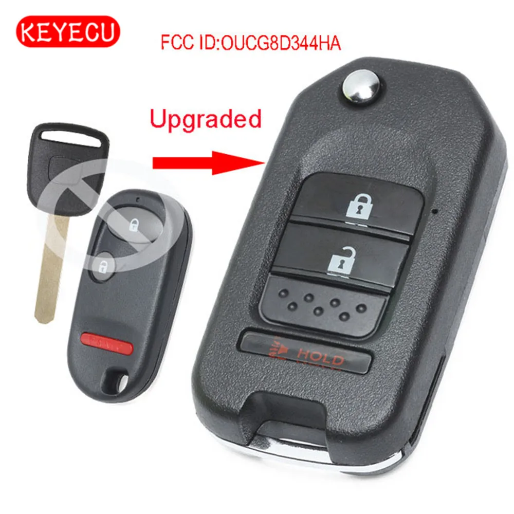 

Keyecu Upgraded Flip Remote Key Fob 2+1 Button 313.8MHz T5 Chip for Honda 2002-2004 CR-V / 2003-2005 Civic (Si) / 2005 Element