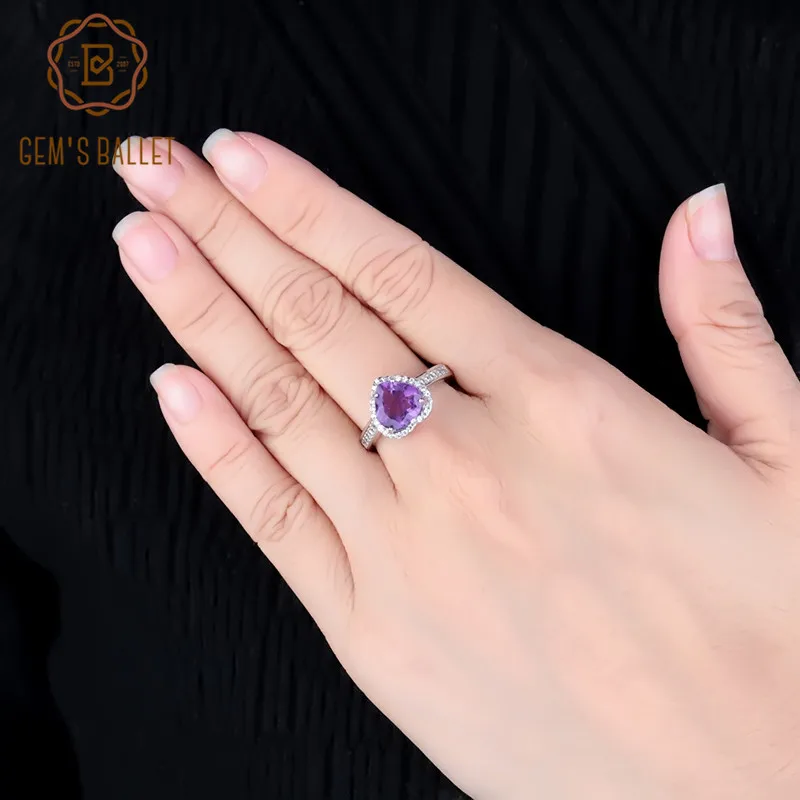 Женский балетный камень 2.17Ct в форме сердца натуральный аметистовый драгоченный