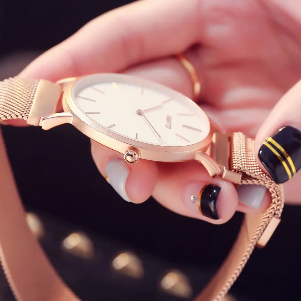 GIMTO Золотые женские часы роскошные Брендовые браслеты для влюбленных кварцевые