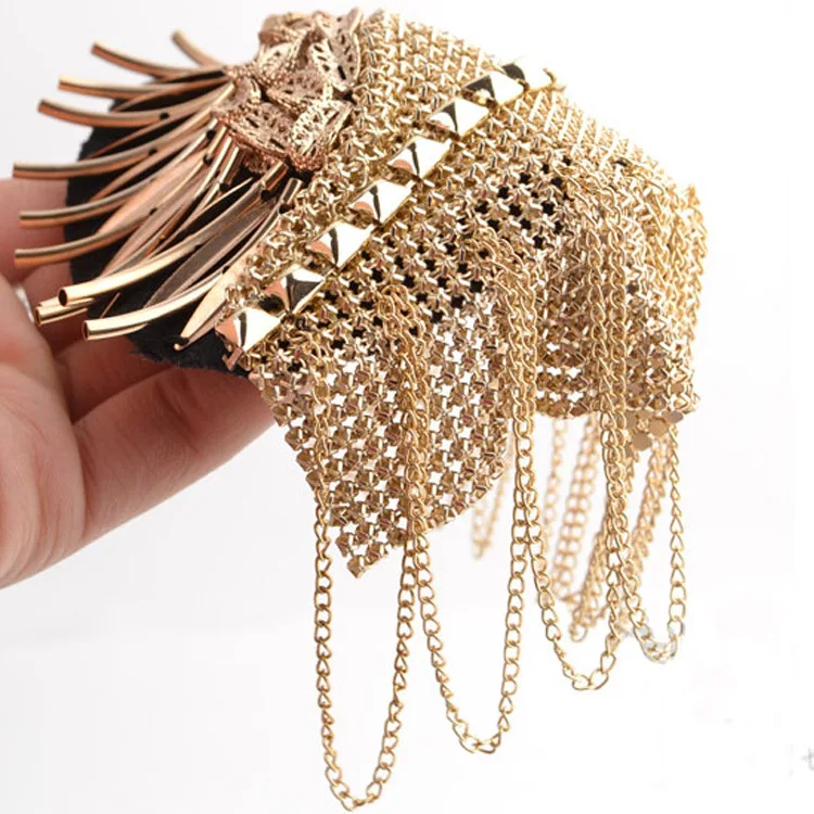 Золотые и серебряные эполеты ручной работы ювелирные изделия большая брошь на