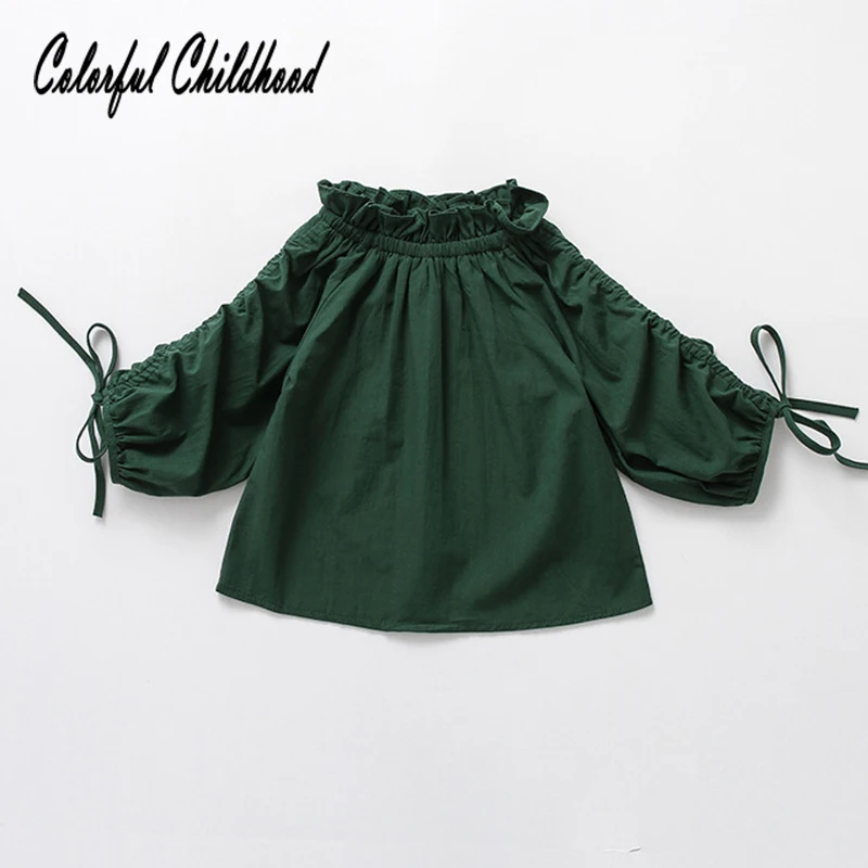 Белая школьная блузка для девочек хлопковая льняная рубашка с длинными рукавами