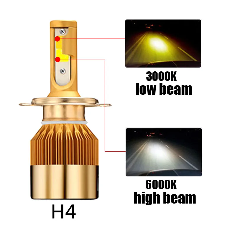 2 предмета супер яркие Автомобильные фары лампы H1 led H3 H4 H7 H1 Led 3000 К 6000 двойной Цвет фары H8 H9 H11 9005 9006 HB3 HB4 880