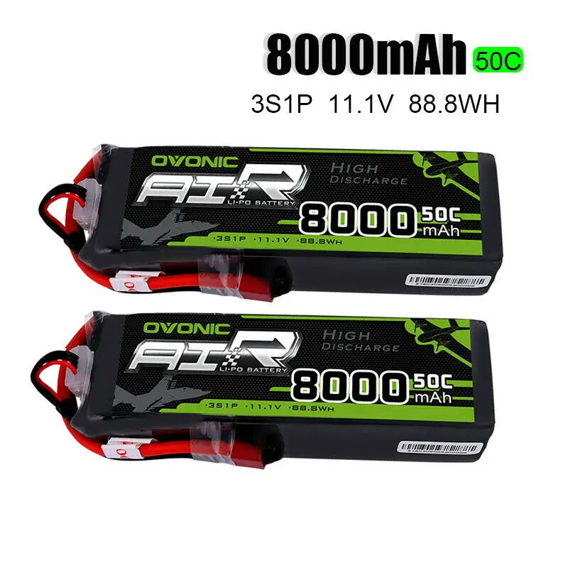 2 упаковки аккумуляторов osonic Lipo 8000mAh 50C 3S 11,1 V Deans разъем для 1/8 размера RC автомобиля грузовика лодки квадрокоптера вертолета дрона