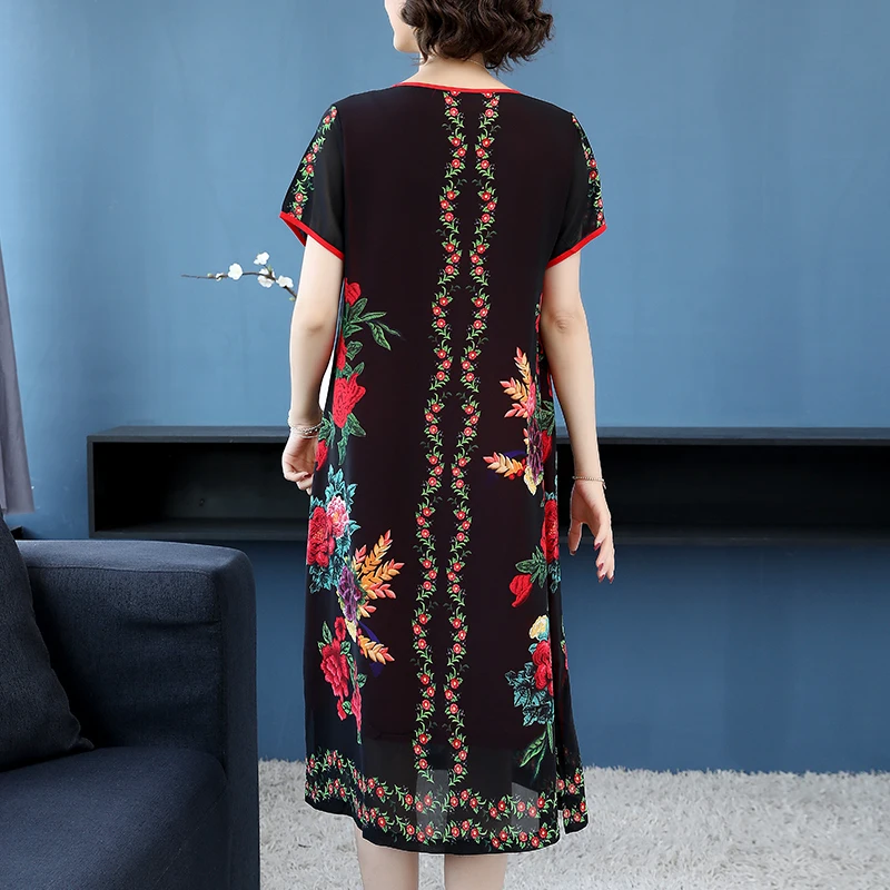 4XL Брендовое шифоновое платье лето 2019 женское новое модное с цветочным принтом и