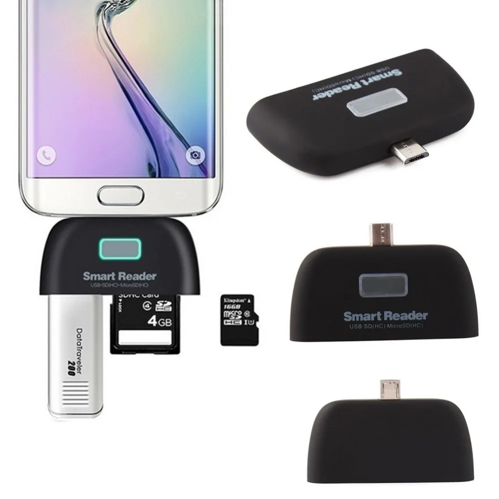 Buyincoin высококачественный 4 в 1 OTG/TF/SD смарт кардридер адаптер Micro USB зарядка прочный