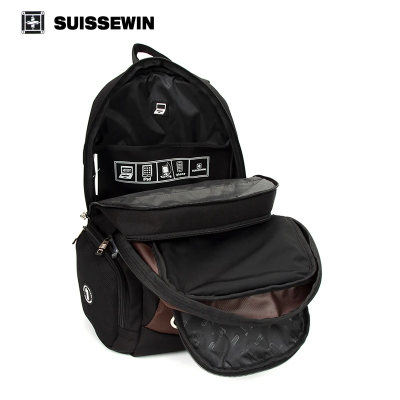 Suissewin swiss quality backpack gear 15 inch laptop sac a dos large capacity waterproof black bagpack mochila | Багаж и сумки