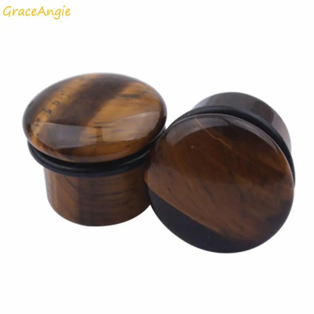 GraceAngie 2 шт./лот круглые тигеритовые затычки для ушей туннель искусственный камень