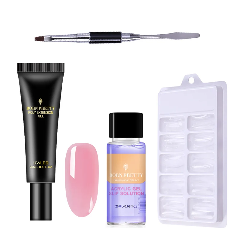 Set 4 От BORN PRETTY-4 шт./компл. розового, светло-бежевого цвета Quick Nail здания поли гель для ногтей комплект 20 мл желе строитель палец Удлинительный УФ-гель лак - Цвет: Set 4