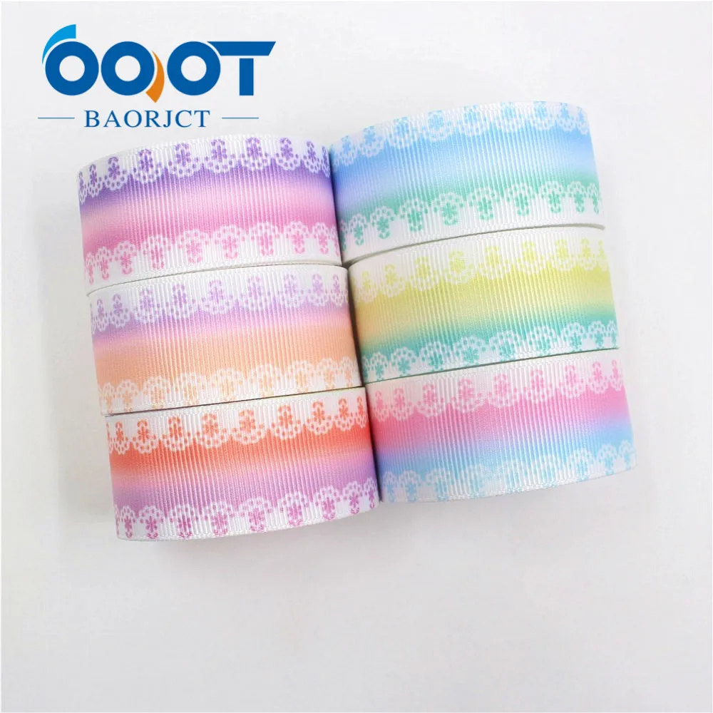 OOOT BAORJCT I-19603-1370 25mm 10yards geometric Thermal transfer Printed grosgrain Ribbons tape crafts bow cap DIY accessories | Дом и сад