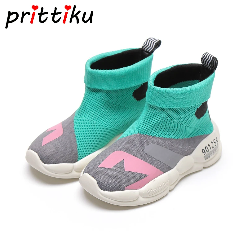 2021 Girls Boys HIgh Top Mesh Soft Sock Sneakers Baby/Toddler/Little/Big Kid Knit Fashion Casual Trainers Children Brand Shoes | Детская