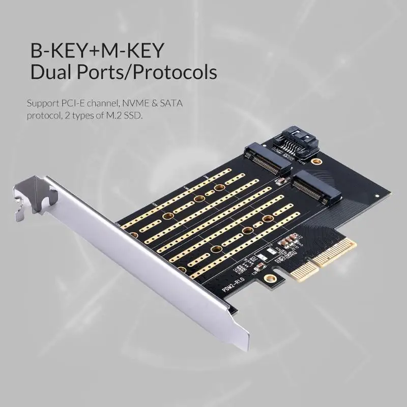 Плата расширения PCIE на M2/M.2 адаптер SATA M.2 SSD адаптер PCIE NVME/M2 адаптер PCIE SSD M2 на SATA карта pci-e M ключ+ B Ключ