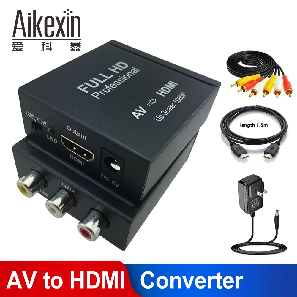 Композитный конвертер Aikexin RCA HDMI CVBS AV мини AV2HDMI адаптер Upscaler поддержка 720P/1080P для ПК