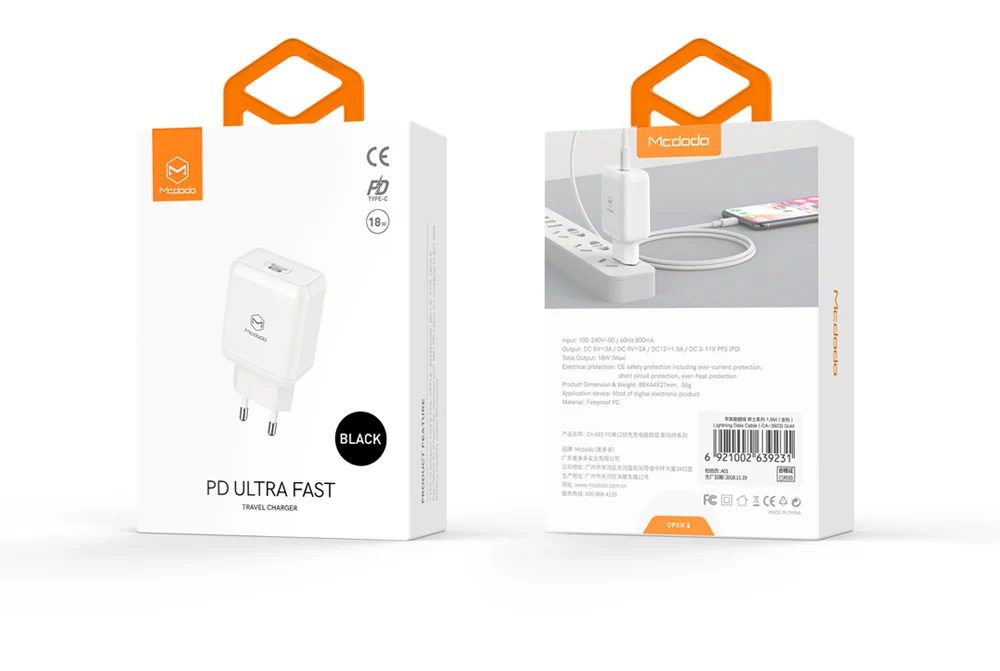 Mcdodo EU/US/UK usb type C PD 3,0 зарядное устройство 18 Вт Быстрая зарядка для MacBook iPhone 11 samsung Xiaomi huawei Quick Charge 4,0 адаптер