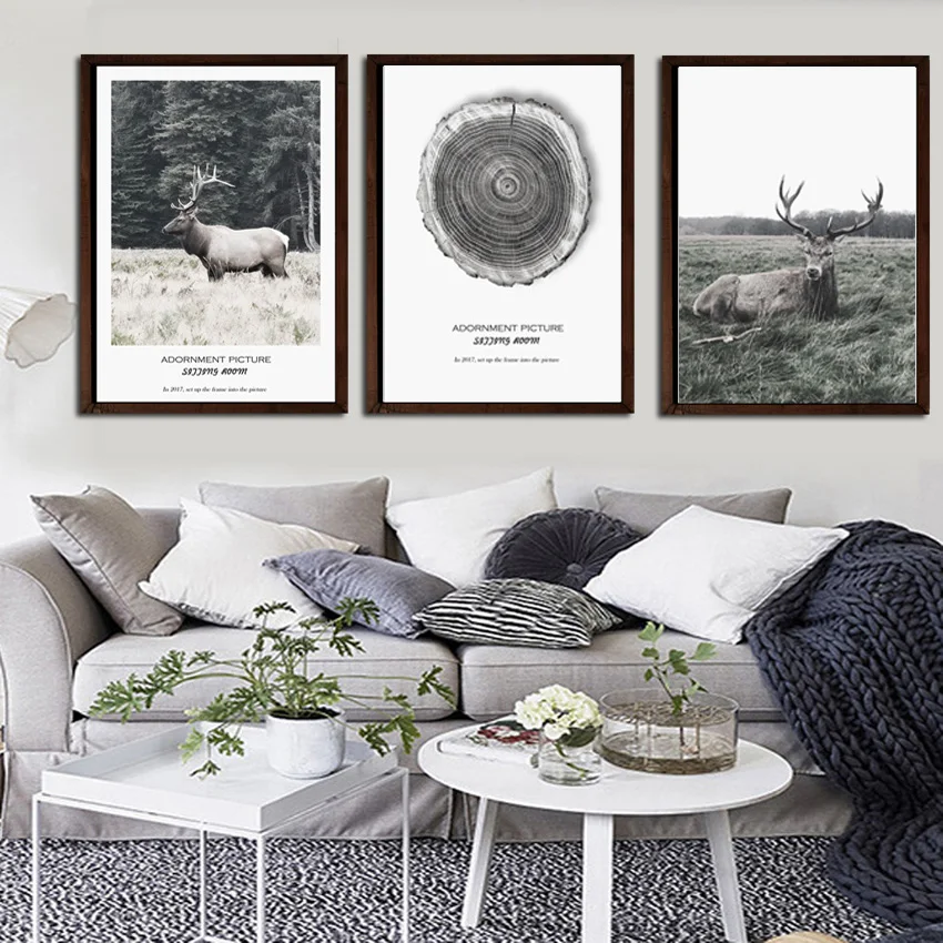 

SVITY Nordic Style Forest Canvas Painting Poster Deer Wall Pictures For Living Room Posters And Prints Wall Decor FA723