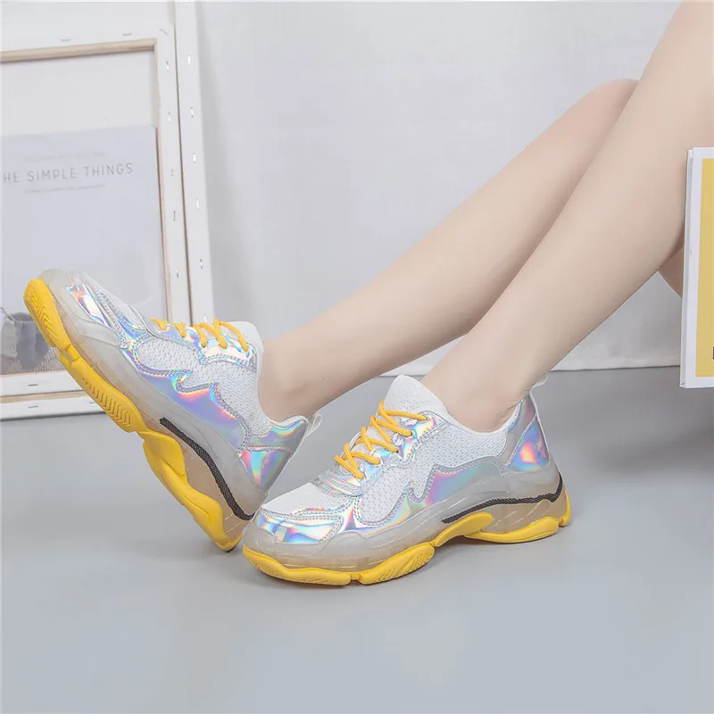 Sneakers Casual Shoes Women 2019 Diamond Sneaker Clear Platforms Bling Lace Up Thick Bottom Woman | Обувь