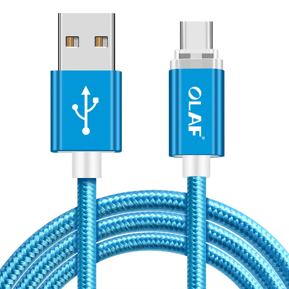 Светодиодный светильник OLAF usb type-C кабель для быстрой зарядки и синхронизации данных type-c кабель для samsung S9 S8 для Xiaomi для huawei P20 lite pro - Цвет: blue