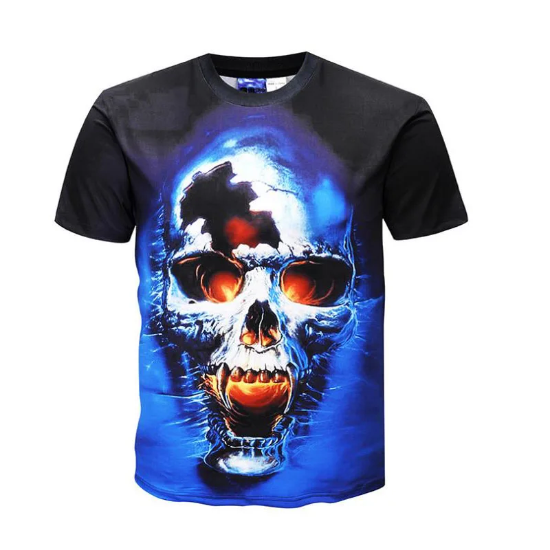 3D Print Men's Casual T-shirt Round Neck Tees Free Shipping with Skull Patterns tshirt S-5XL Available Hotsale T-shirts Tops | Мужская