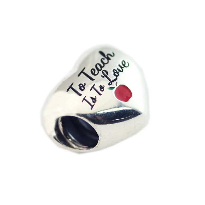 CKK Silver 925 Jewelry Fits Pandora Bracelets To Teach is to Love Charm Original Sterling Beads | Украшения и аксессуары