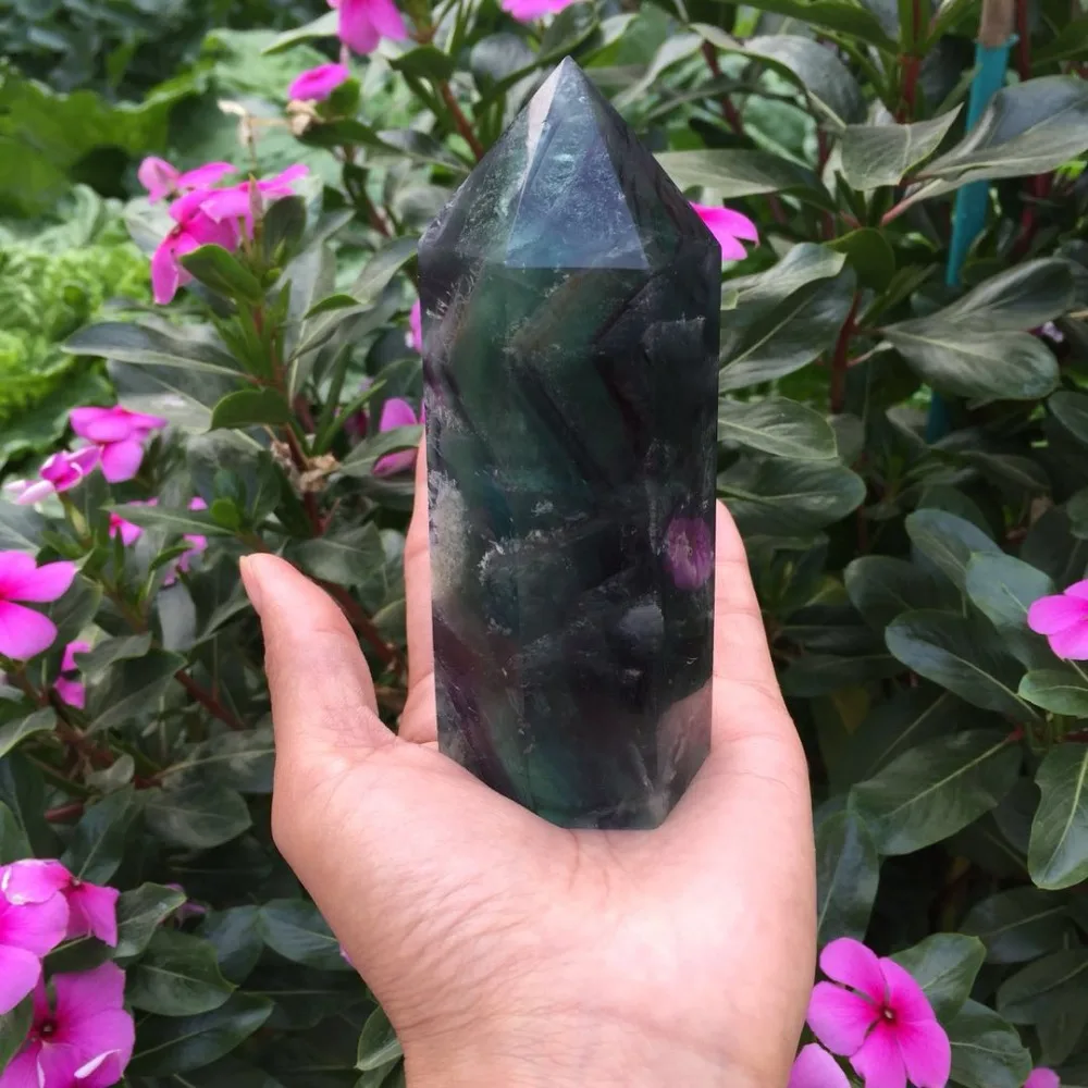 

100% Natural Fluorite Crystal Single Terminated Point Rock Crystal Reiki Mineral Healing Gemstone Crystal Wand Home Decor