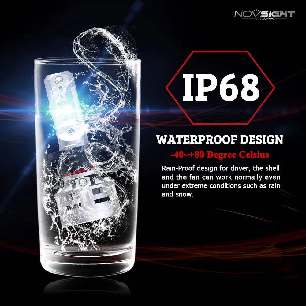 Novsight Новый стиль H4 H7 супер светодиодный лампы для автомобильных фар 60 Вт 10000lm 6500 К