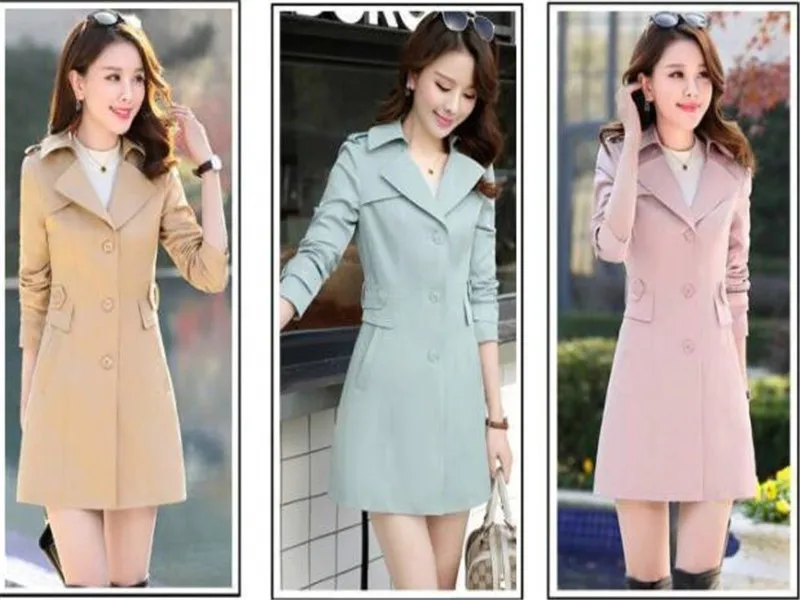 

2020 new women's coats Korean slim casual office coat ladies Solid color lapel thin windbreaker Girdle outwear trench coats