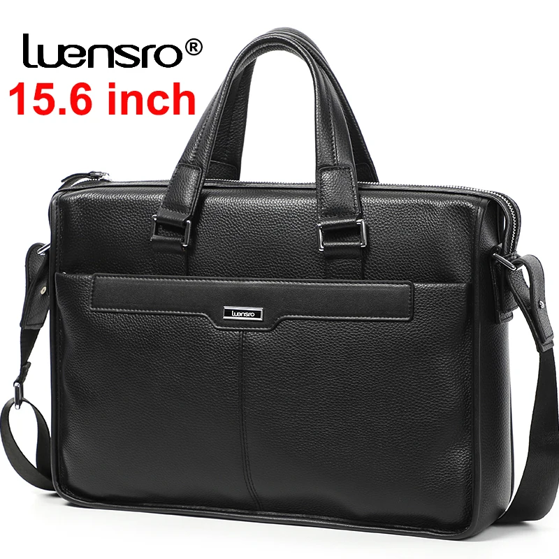 

15.6" Laptop Briefcase Bag Genuine Leather Large Man Bag Leather Shoulder Men Messenger Bags Business Portafolios Men Briefcase