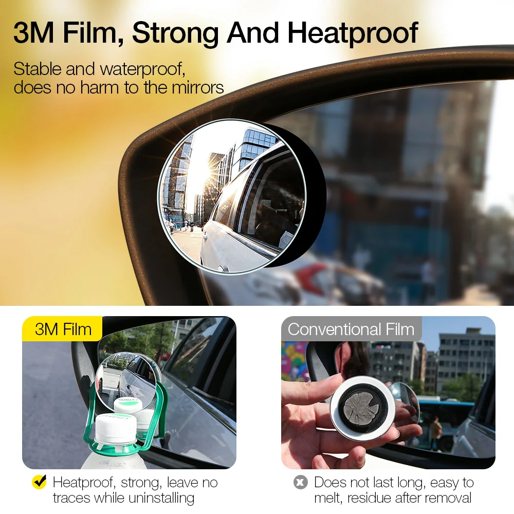 2PCS RAXFLY Universal Car Blind Mirrors Holder 360 Rotation Rear View Glass Mirror Adjustable Auto Rearview Spot | Мобильные
