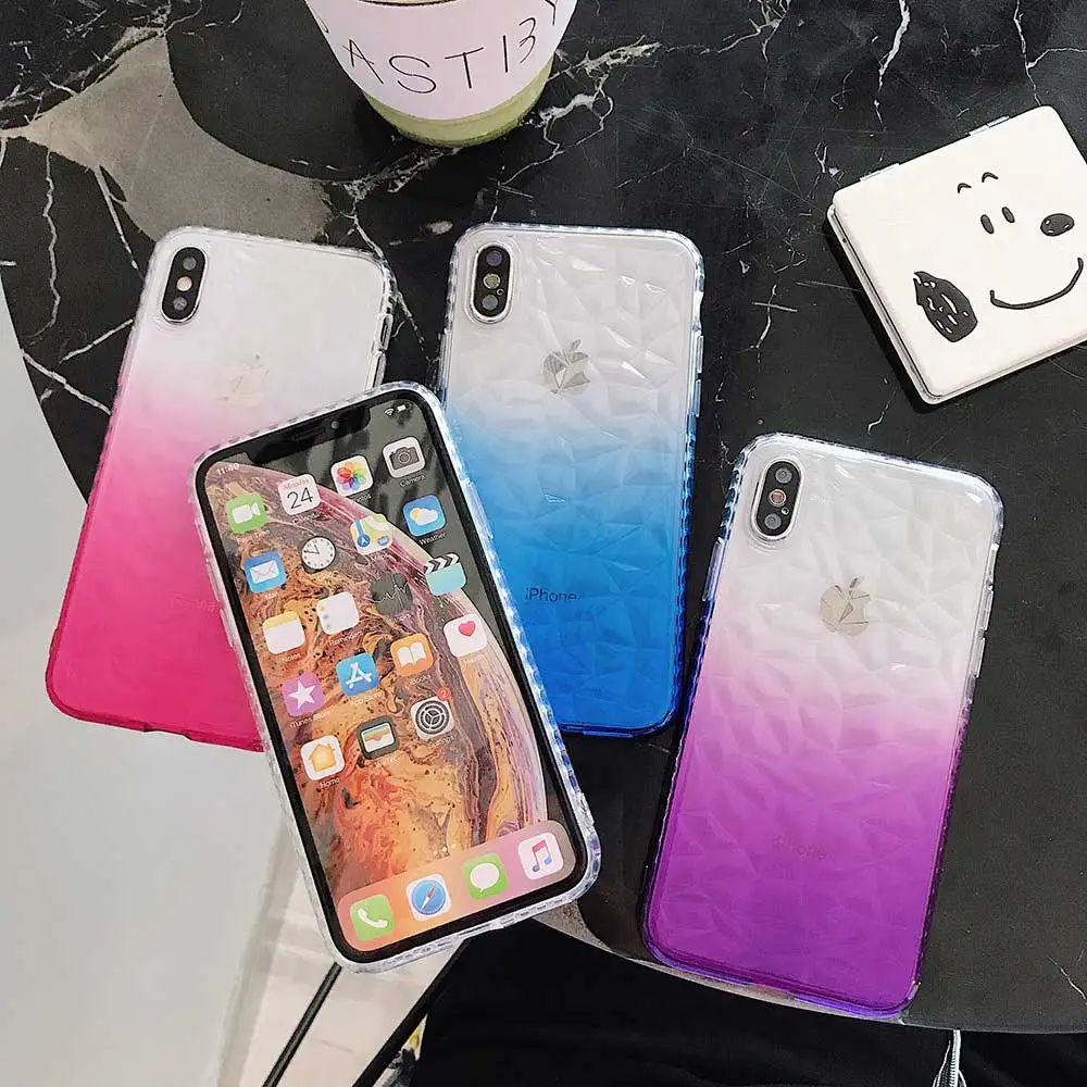 Transparent Gradient Phone Case For iPhone XS MAX XR X Soft Silicone Cases 7 8 6 6s Plus Geometric Anti-knock Cover |