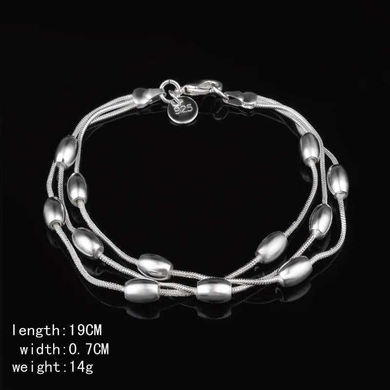 Браслет серебряного цвета H237 модные ювелирные изделия трехлинейный браслет с