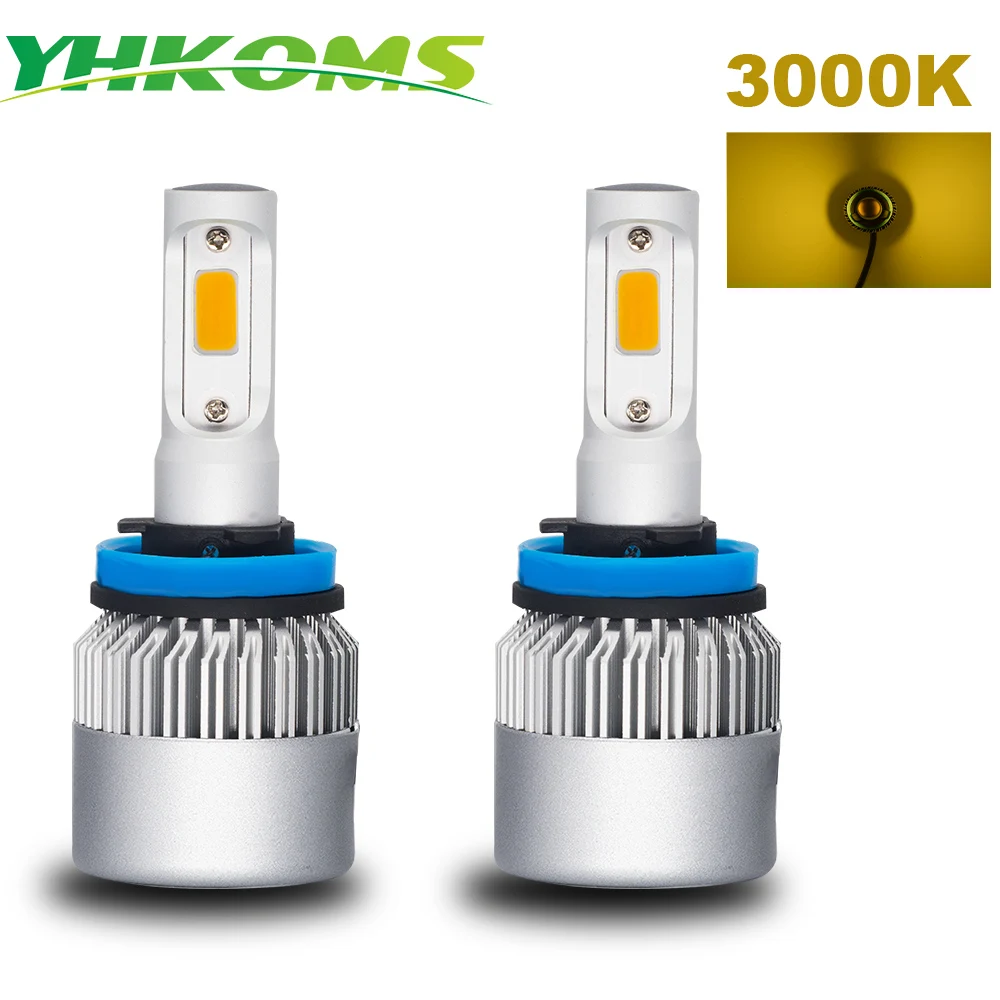 Автомобисветильник Противотуманные фары YHKOMS H11 3000K светодиодный H4 H7 9005 9006 H1 H3 880 881