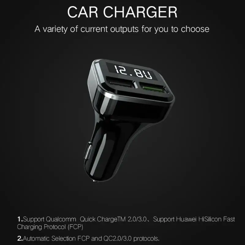 Цифровой ЖК-дисплей двойной USB Автомобильное зарядное устройство 3.0A адаптер питания для быстрой зарядки для iPhone для samsung смартфон зарядное устройство