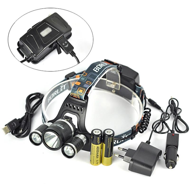 

BORUiT RJ 3001 Cree XMl2 Headlamp LED USB Rechargeable Head lamp Charger Battery 18650 Outdoor Hiking Camping Lamp Head Lantern