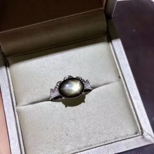 Женское кольцо из серебра 925 пробы с сапфиром и звездой вечерние х10 мм | Украшения