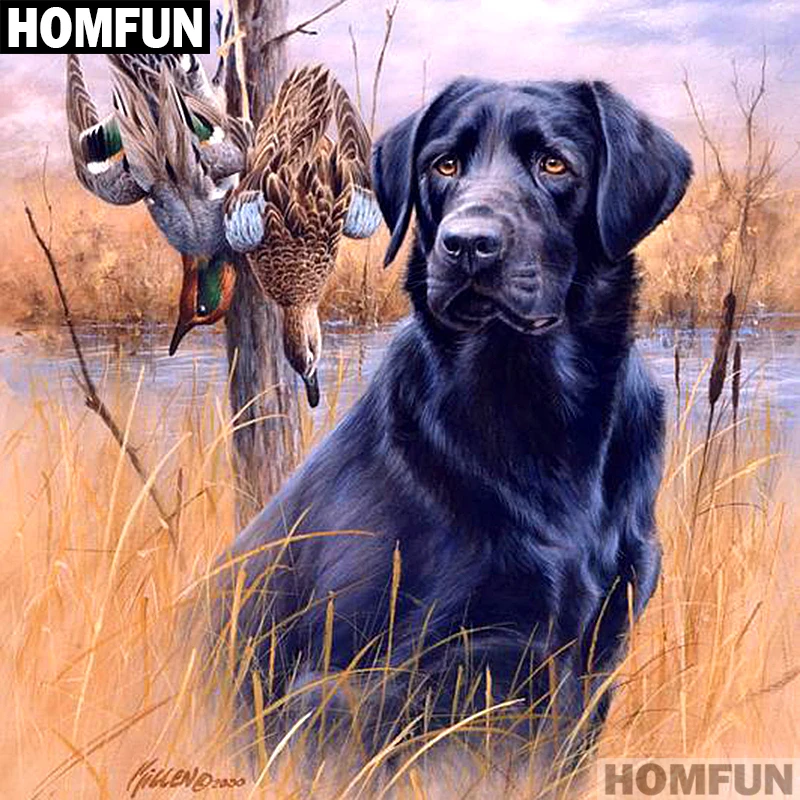 

Алмазная живопись HOMFUN A01345, полноразмерная/круглая 5D картина «сделай сам» с квадратными/круглыми стразами, вышивка крестиком с собакой «Кря...