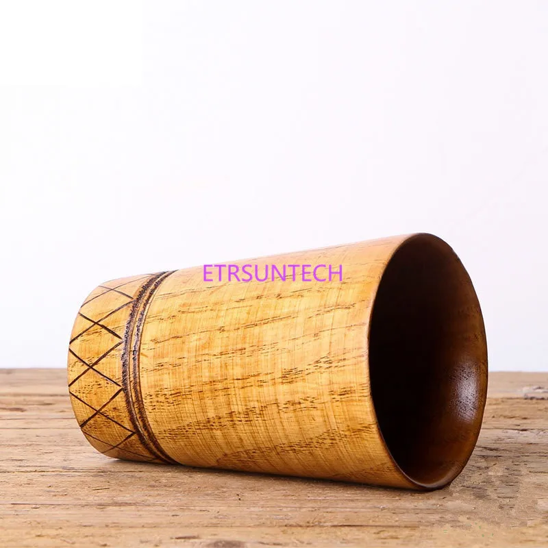 

120pcs/lot Fast shipping Wood Cup Vintage Handmade Wooden Tea Drinking Cup Milk Beer Coffee Mug Wood Glass